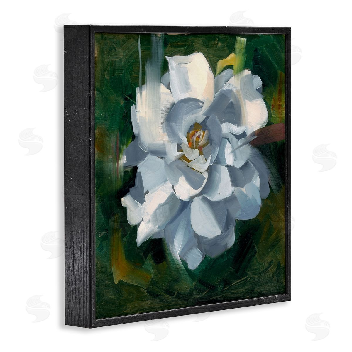 Paint Streaked Flower Black Frame Print Wall Art, Home Decor by Liz Jardine