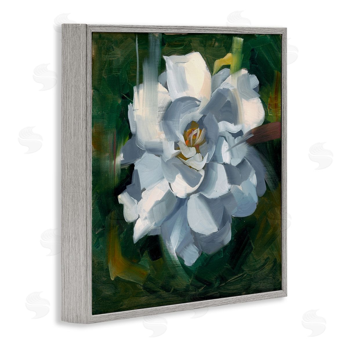 Paint Streaked Flower Grey Frame Print Wall Art, Home Decor by Liz Jardine