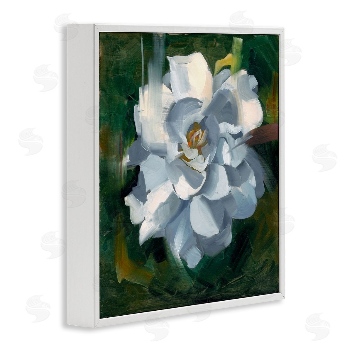 Paint Streaked Flower White Frame Print Wall Art, Home Decor by Liz Jardine