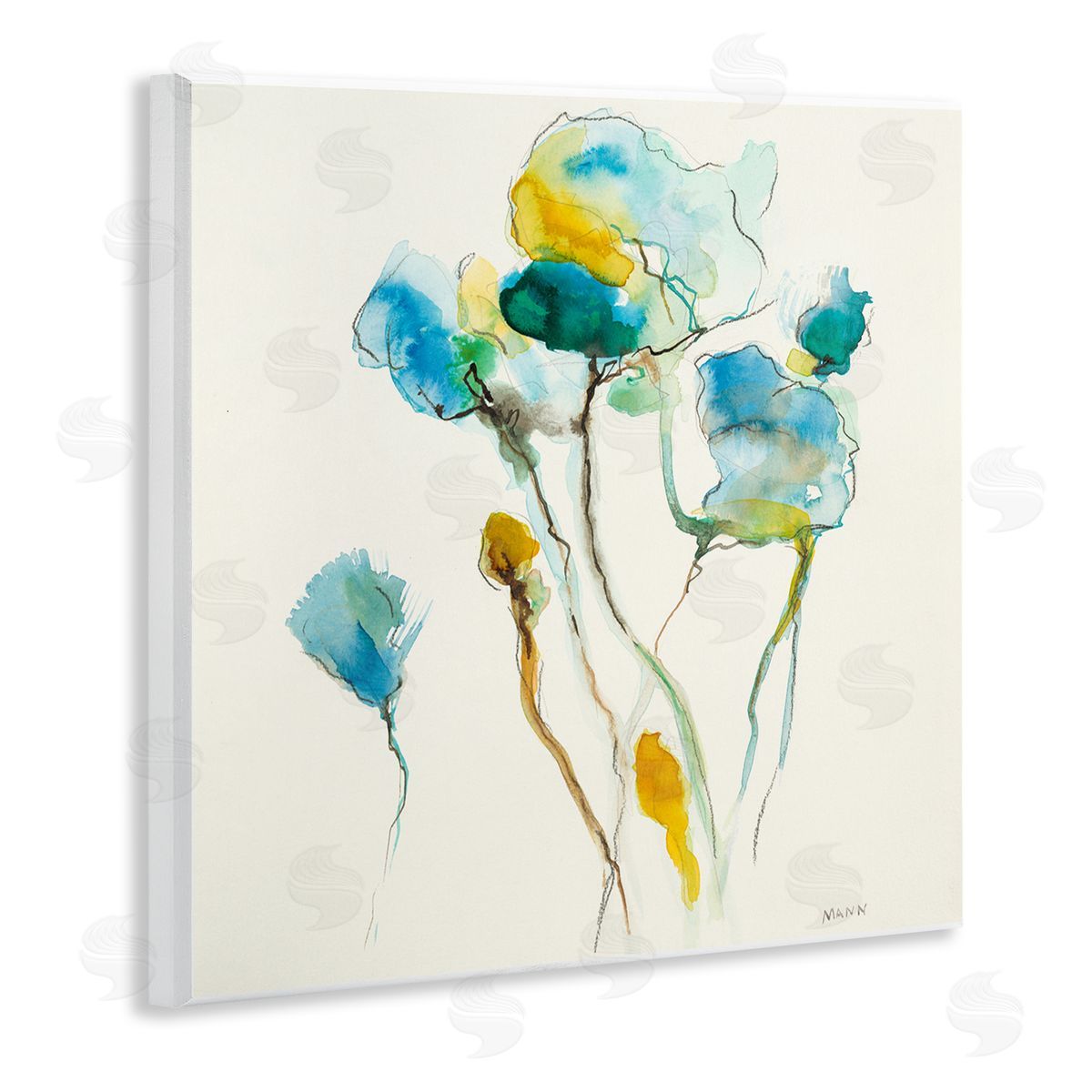 Patti Mann Abstract Watercolor Blooms Wooden Wall Plaque Art Print
