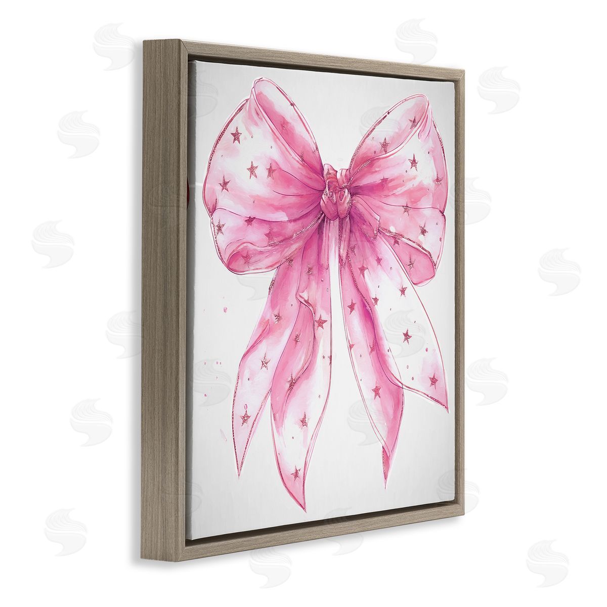 Ramona Murdock Fabulous Pink Bow Brown Floating Frame Canvas Wall Art Print