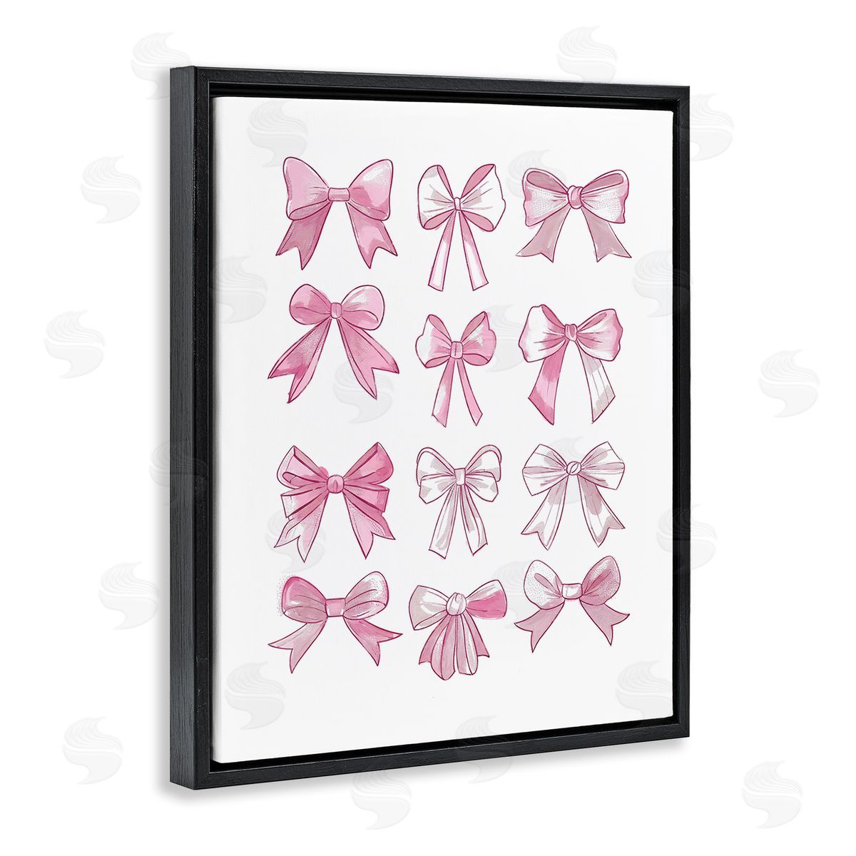 Fabulous Bows Pattern Black Floating Frame Canvas Wall Art, Home Decor by Ramona Murdock