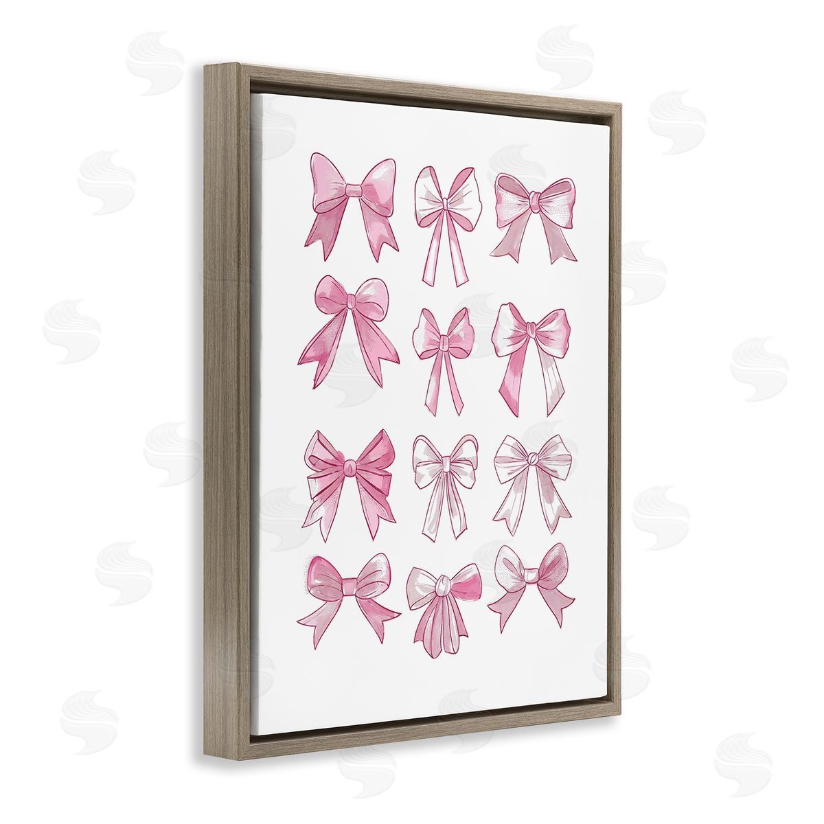 Fabulous Bows Pattern Brown Floating Frame Canvas Wall Art, Home Decor by Ramona Murdock