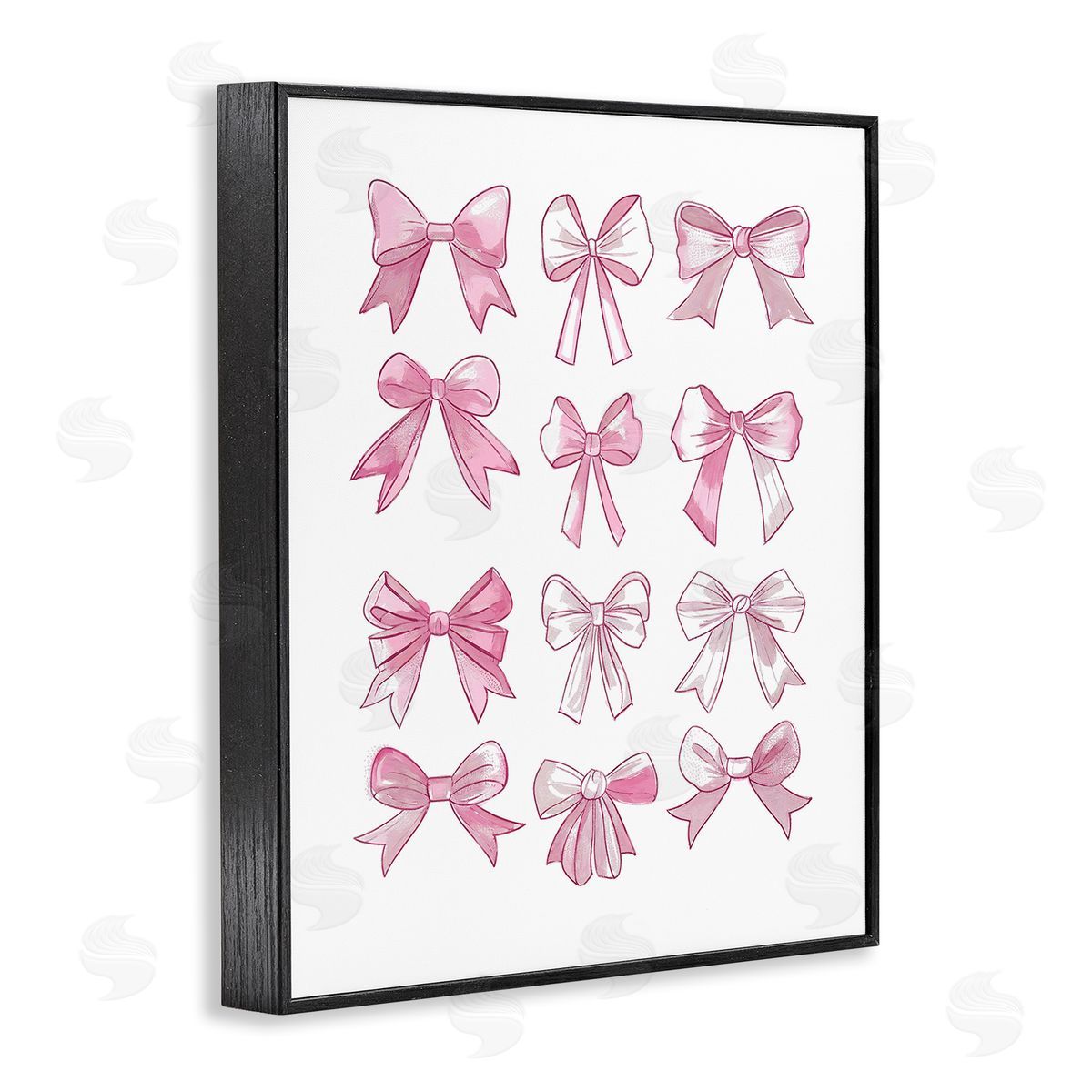 Fabulous Bows Pattern Black Frame Print Wall Art, Home Decor by Ramona Murdock