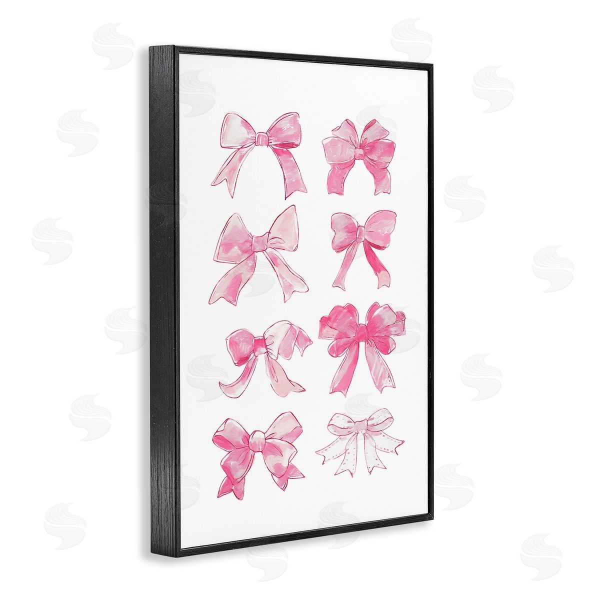 Rows Of Pink Bows Black Frame Print Wall Art, Home Decor by Ramona Murdock