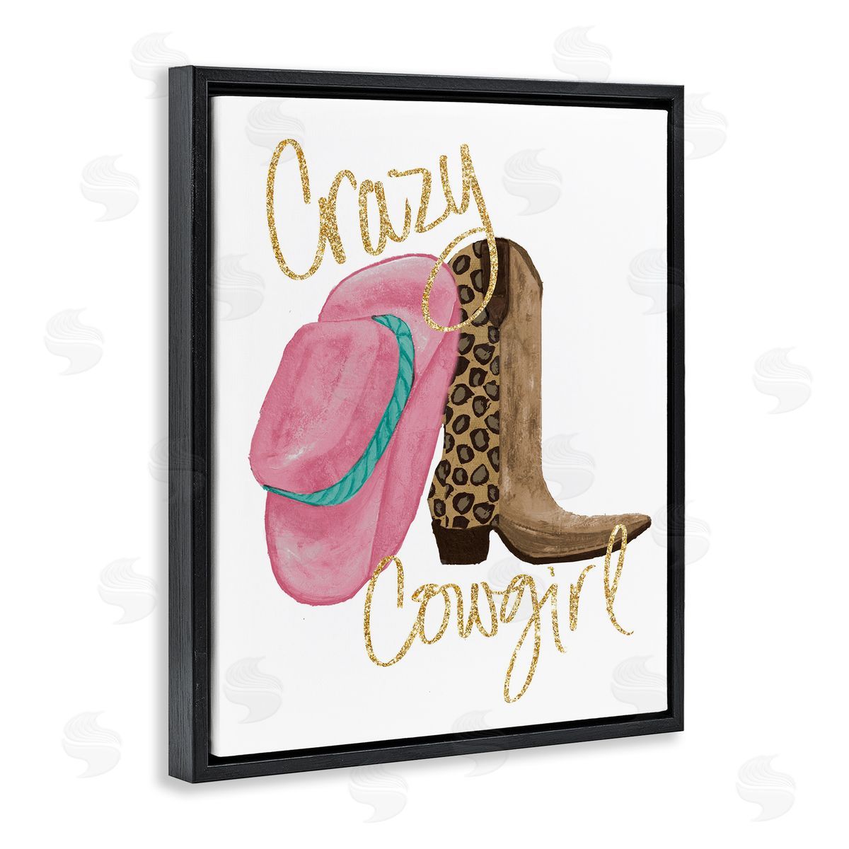 Glam Crazy Cowgirl Black Floating Frame Canvas Wall Art, Home Decor by Gina Ritter