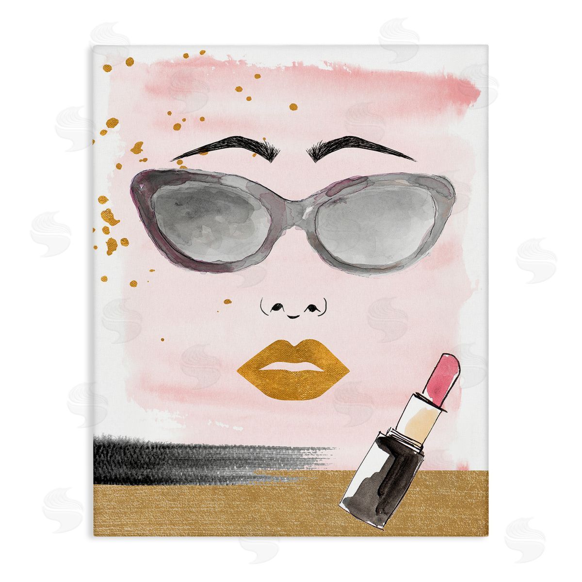 Lipstick and Glam Face Canvas Wall Art, Home Decor by Lanie Loreth
