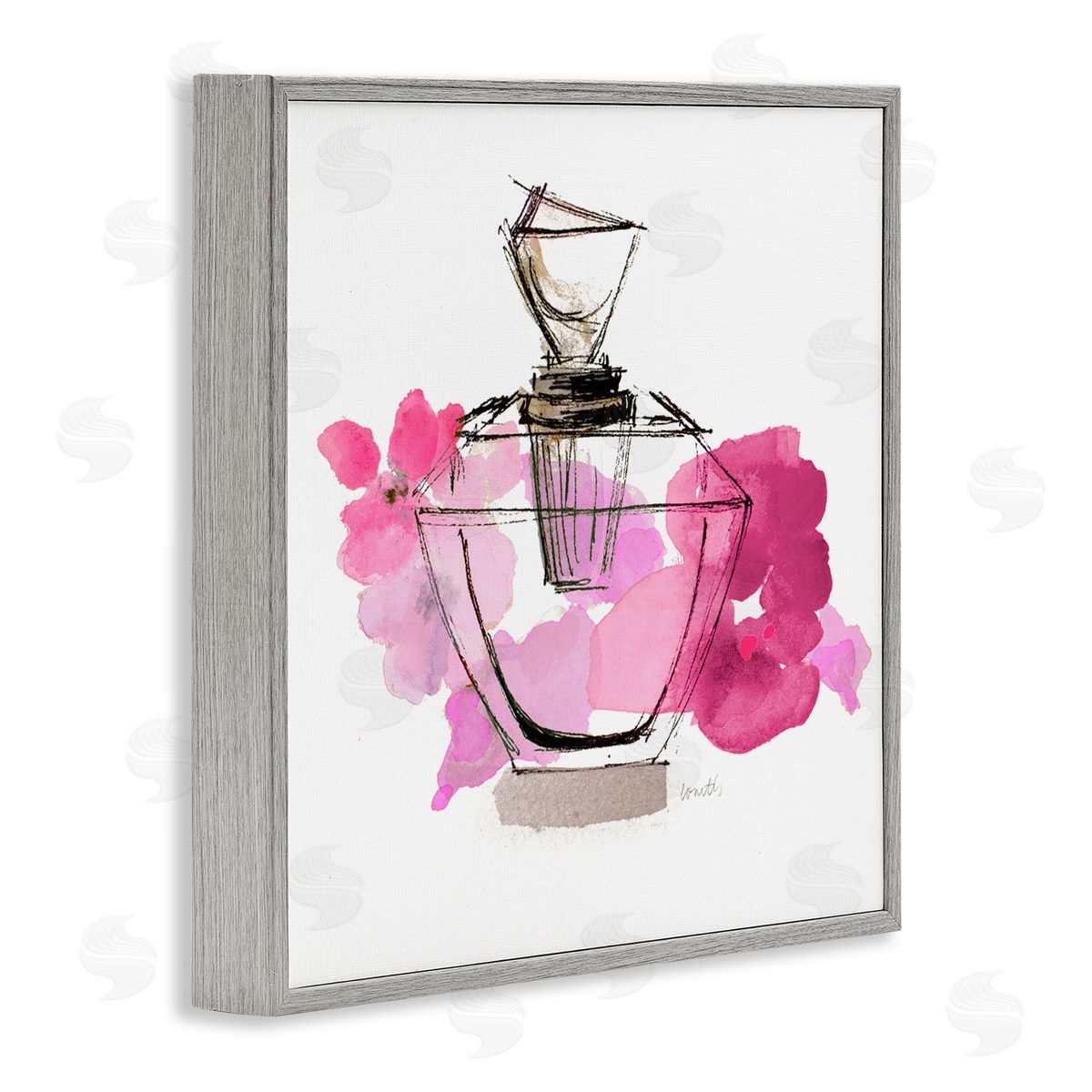 Lanie Loreth Sketched Doodle Perfume Gray Framed Giclee Wall Art Print