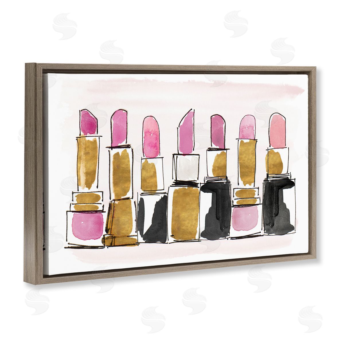 Lanie Loreth Glam Lipstick Doodle Brown Floating Frame Canvas Wall Art Print