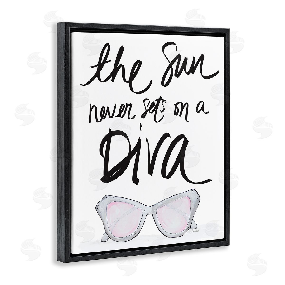 Sun Never Sets on Diva Black Floating Frame Canvas Wall Art, Home Decor by Gina Ritter