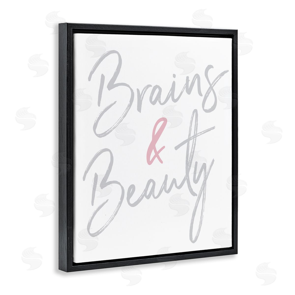 Brains and Beauty Phrase Black Floating Frame Canvas Wall Art, Home Decor by Elizabeth Medley