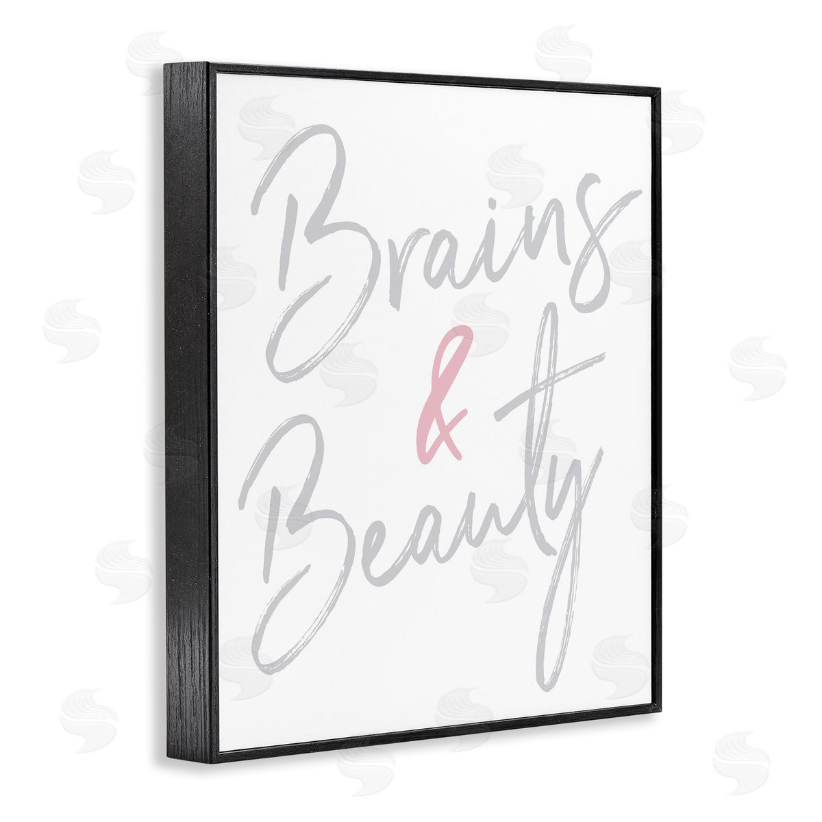 Brains and Beauty Phrase Black Frame Print Wall Art, Home Decor by Elizabeth Medley