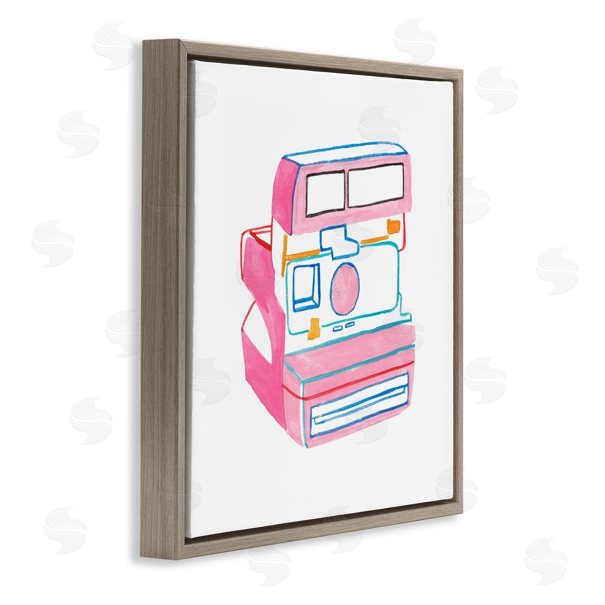 Retro Film Camera Brown Floating Frame Canvas Wall Art, Home Decor by Melissa Wang