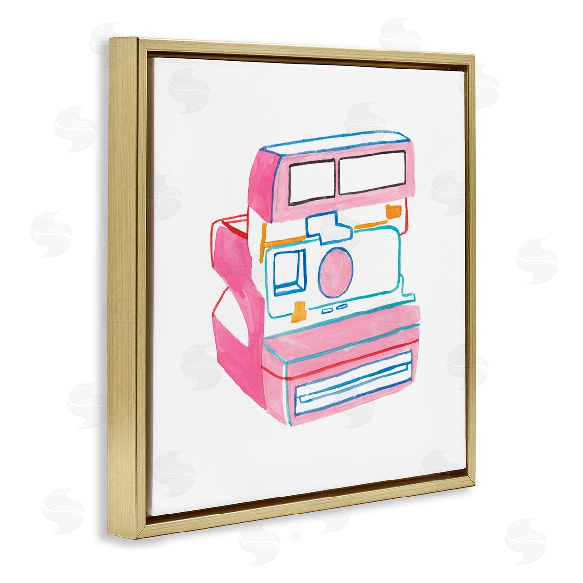 Retro Film Camera Gold Floating Frame Canvas Wall Art, Home Decor by Melissa Wang
