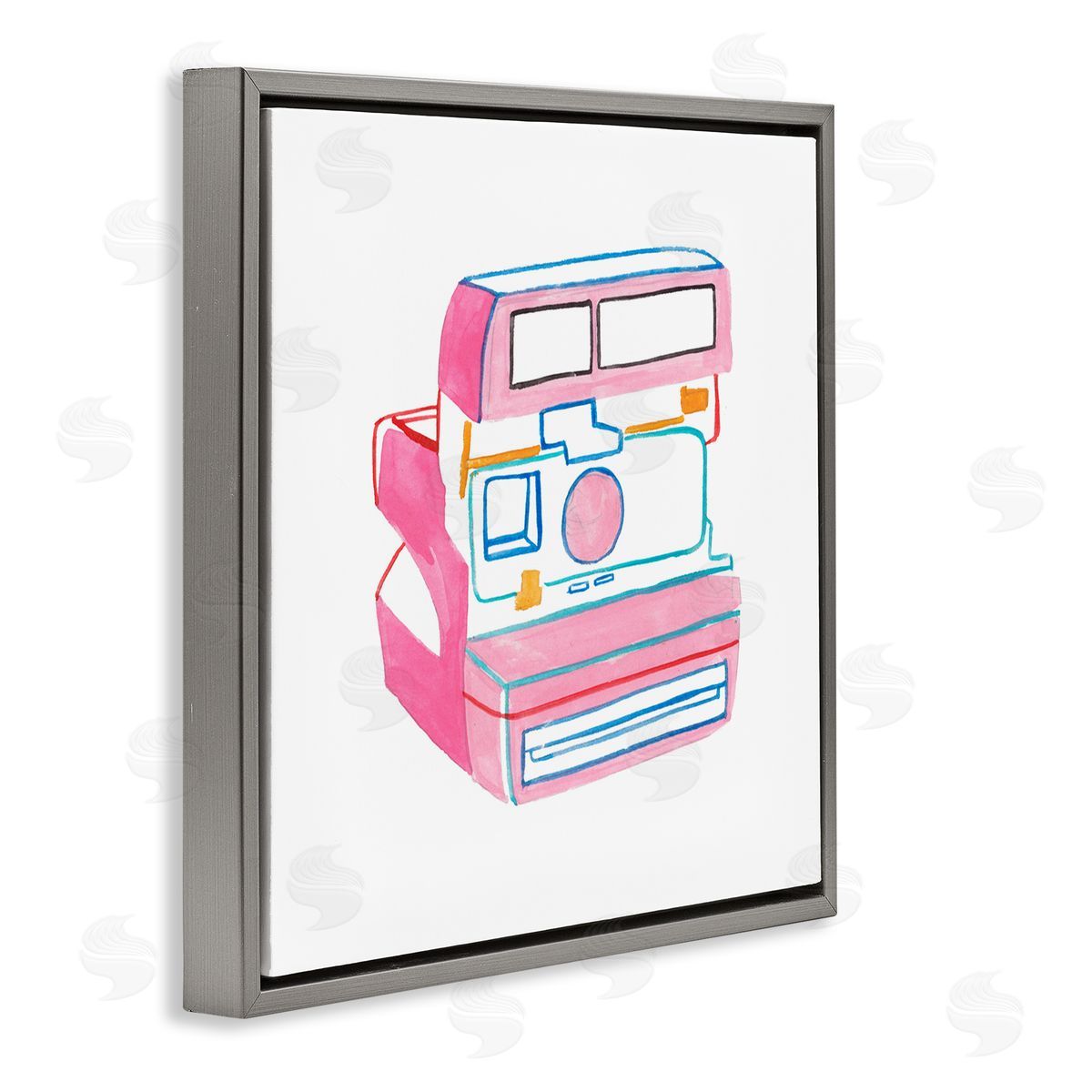 Retro Film Camera Grey Floating Frame Canvas Wall Art, Home Decor by Melissa Wang