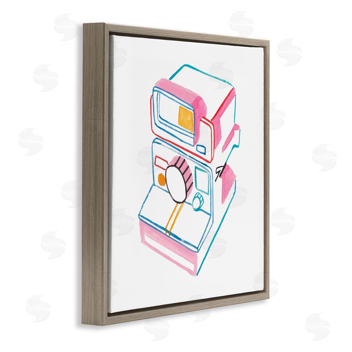 Pastel Film Camera Brown Floating Frame Canvas Wall Art, Home Decor by Melissa Wang