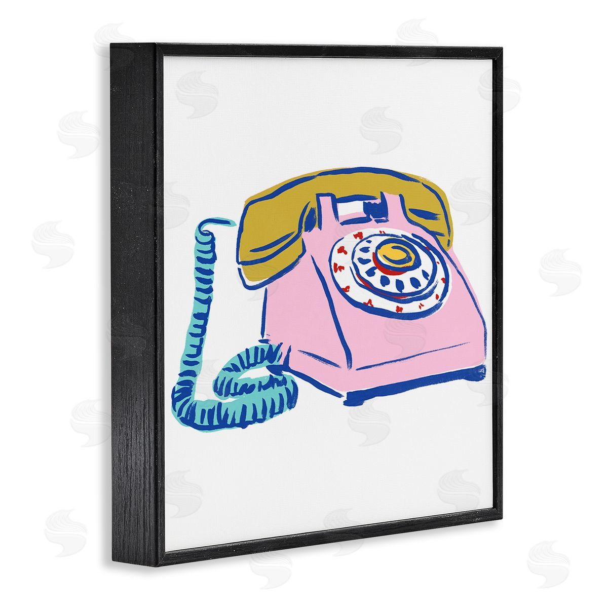 Retro Rotary Telephone Black Frame Print Wall Art, Home Decor by June Erica Vess
