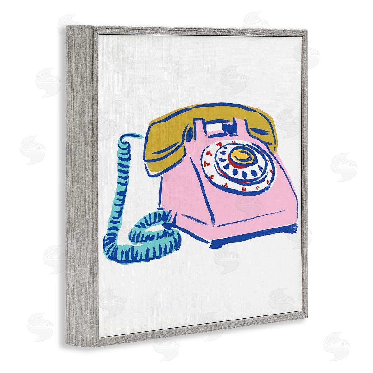 Retro Rotary Telephone Grey Frame Print Wall Art, Home Decor by June Erica Vess