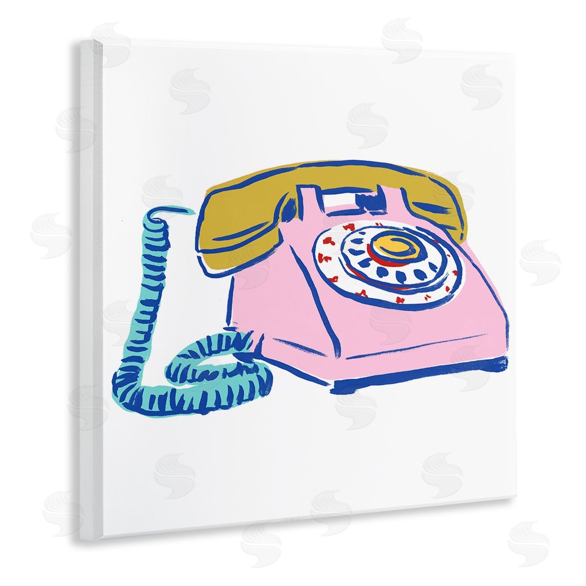 Retro Rotary Telephone Wood Plaque Wall Art, Home Decor by June Erica Vess