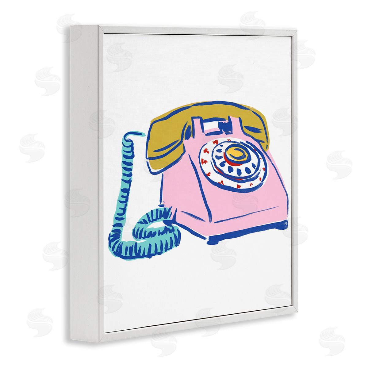 Retro Rotary Telephone White Frame Print Wall Art, Home Decor by June Erica Vess