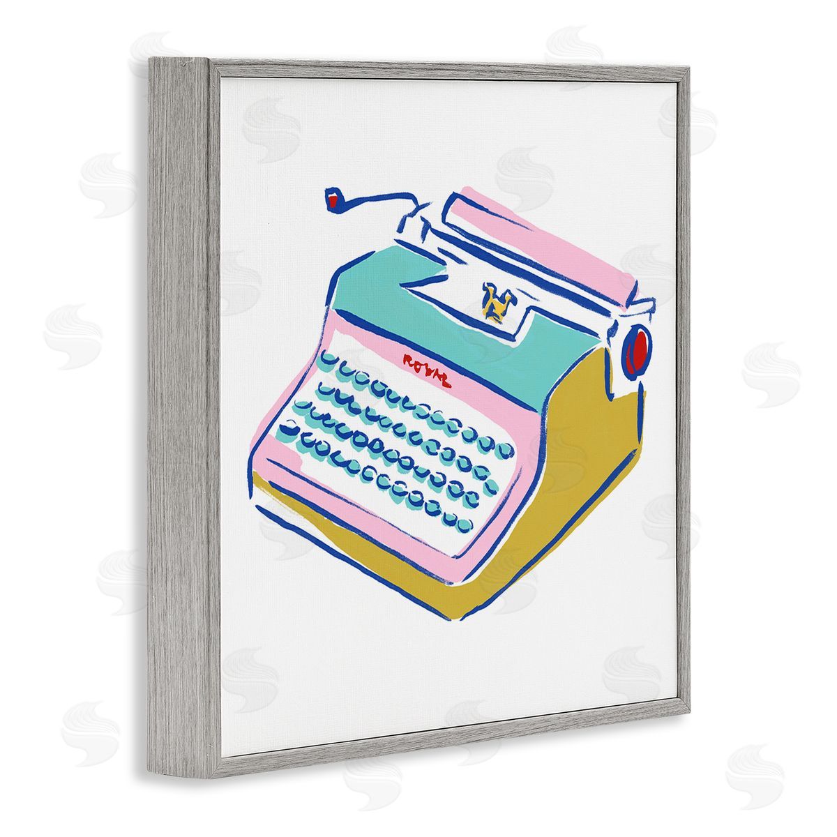 Simple Retro Typewriter Grey Frame Print Wall Art, Home Decor by June Erica Vess