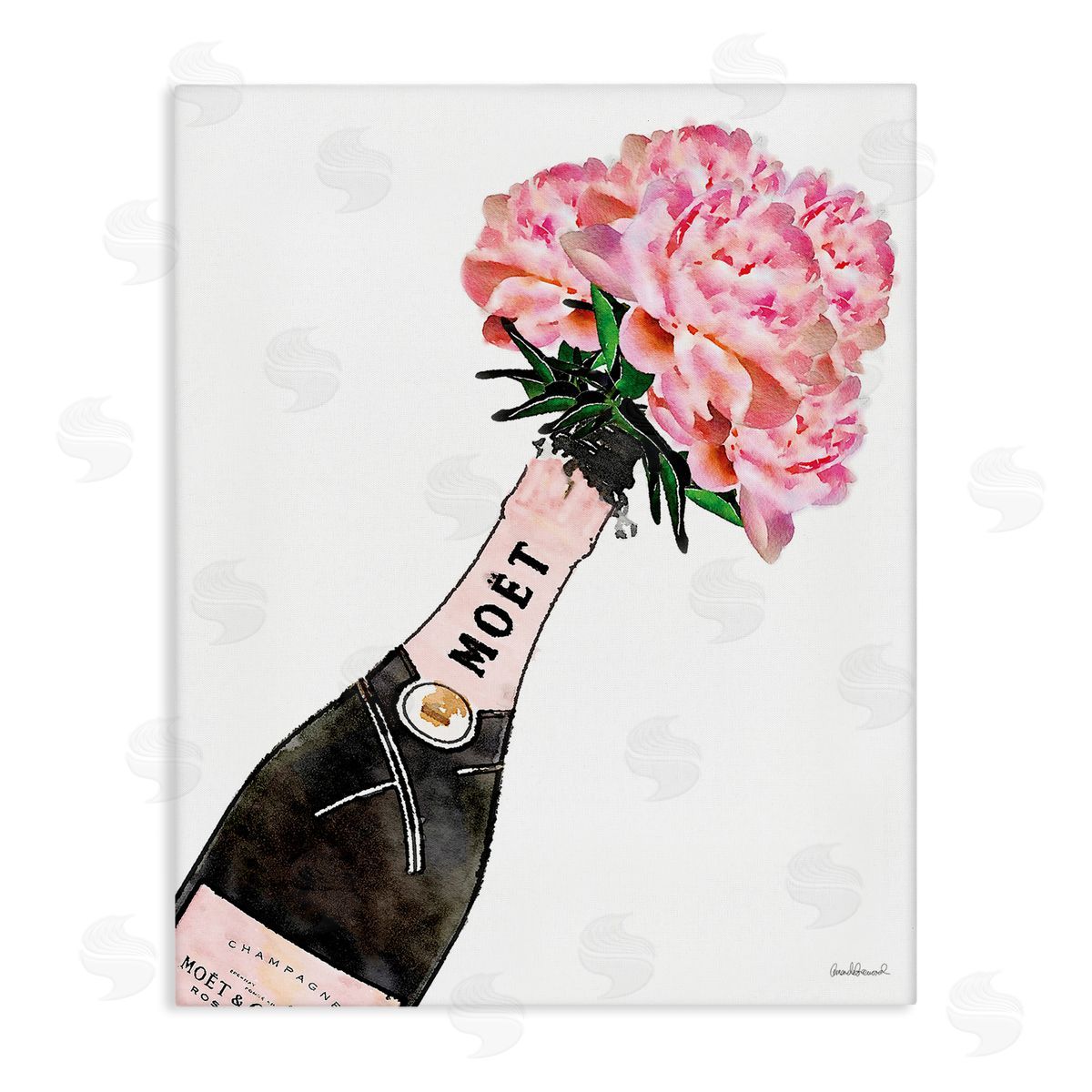 Pink Champagne Bouquet Canvas Wall Art, Home Decor by Amanda Greenwood