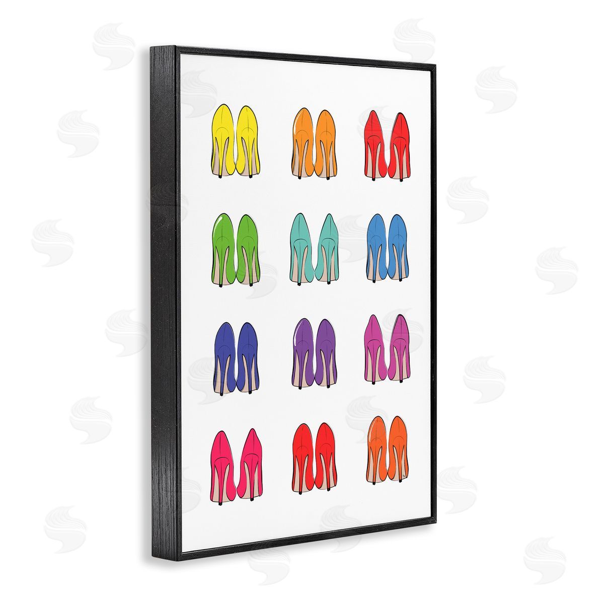 Rainbow High Heels Black Frame Print Wall Art, Home Decor by Martina Pavlova