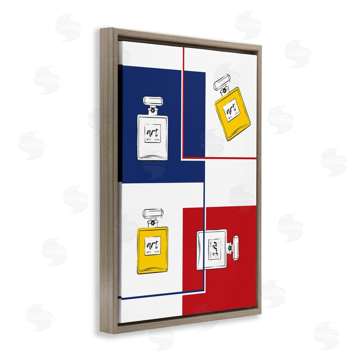 Classic Design with Perfumes Brown Floating Frame Canvas Wall Art, Home Decor by Martina Pavlova