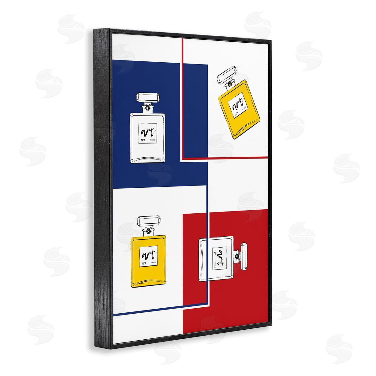 Classic Design with Perfumes Black Frame Print Wall Art, Home Decor by Martina Pavlova