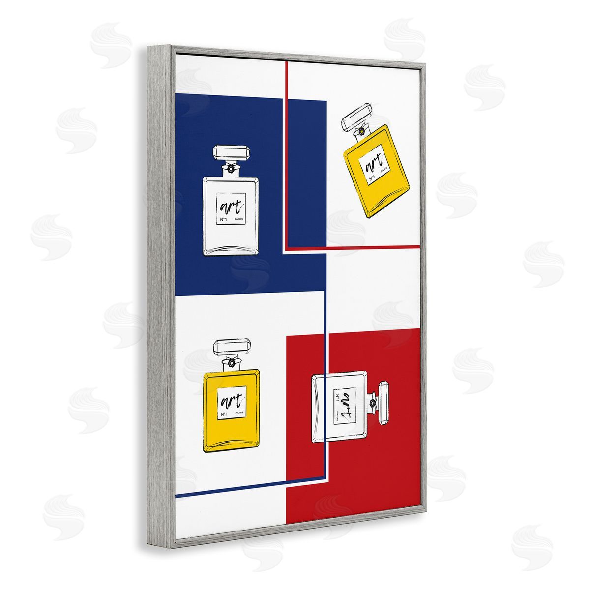 Classic Design with Perfumes Grey Frame Print Wall Art, Home Decor by Martina Pavlova