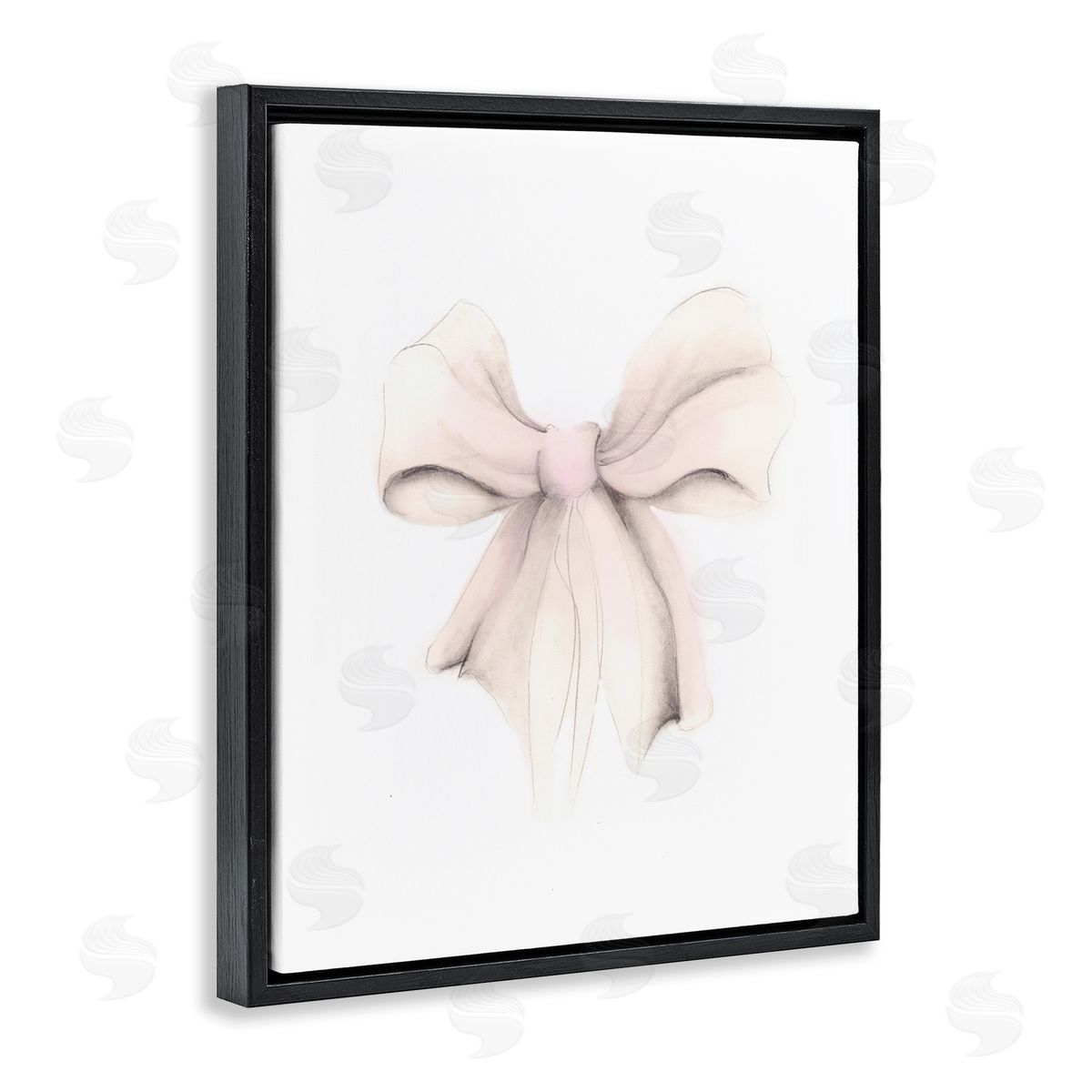 Soft Pale Ribbon Black Floating Frame Canvas Wall Art, Home Decor by Studio Q