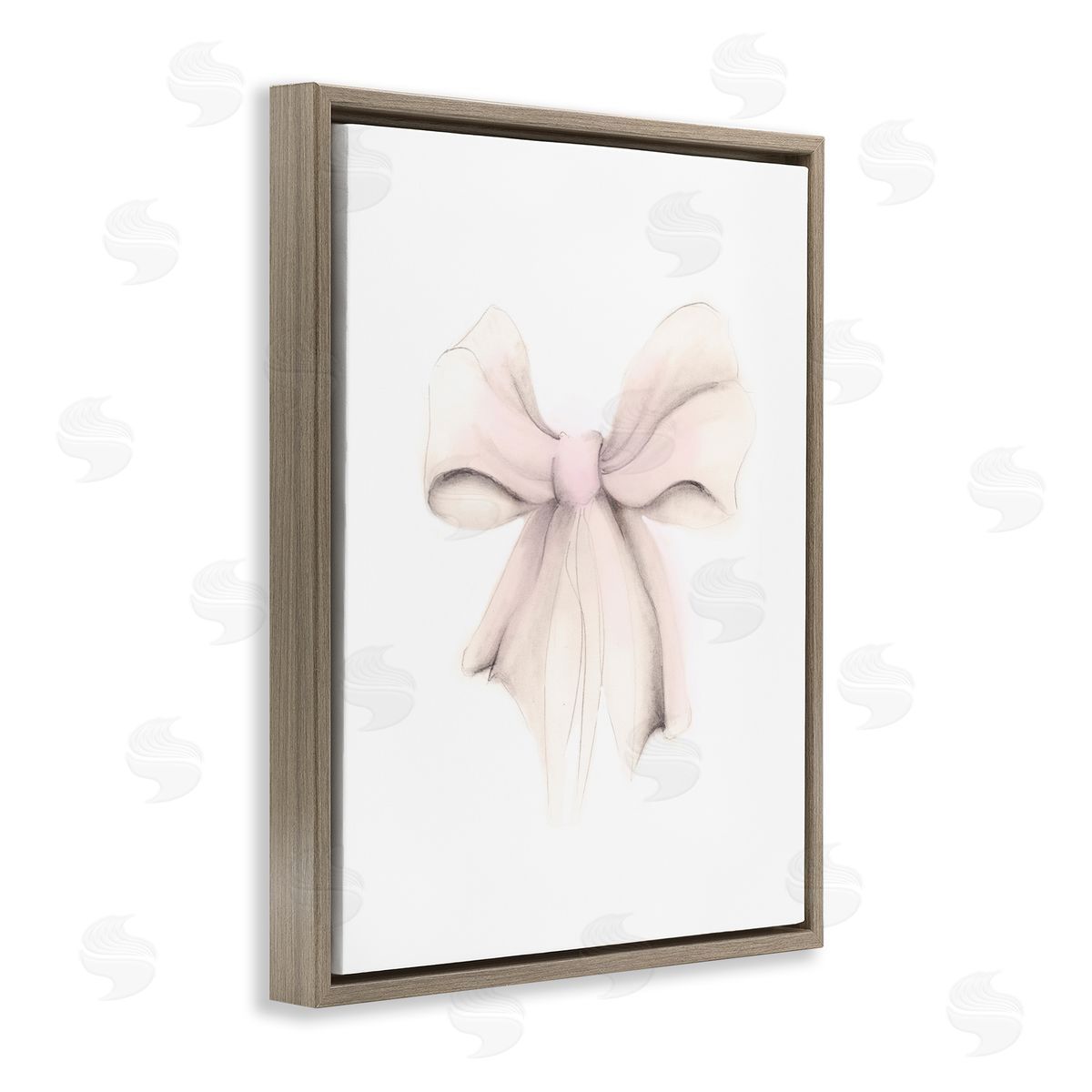 Soft Pale Ribbon Brown Floating Frame Canvas Wall Art, Home Decor by Studio Q