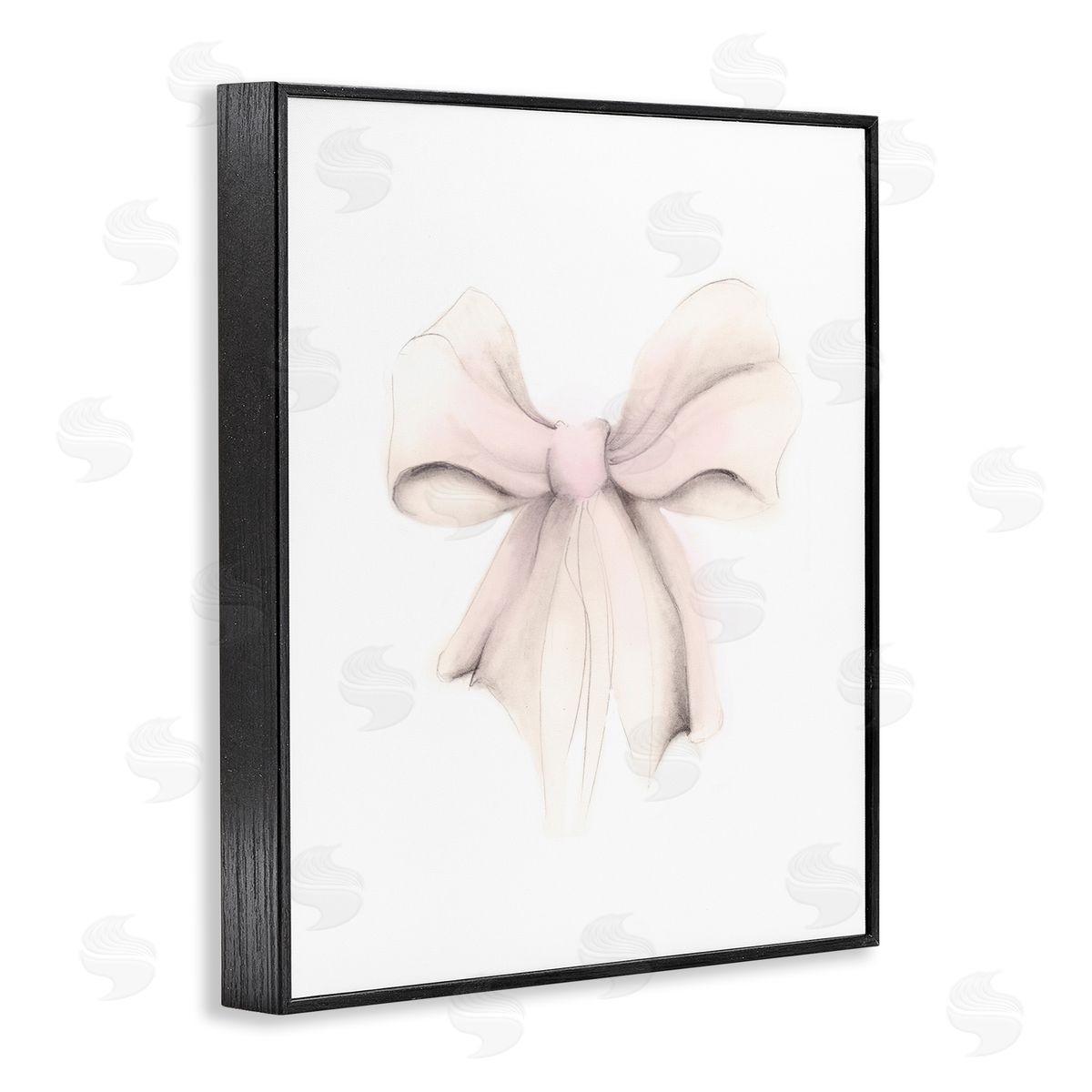 Soft Pale Ribbon Black Frame Print Wall Art, Home Decor by Studio Q