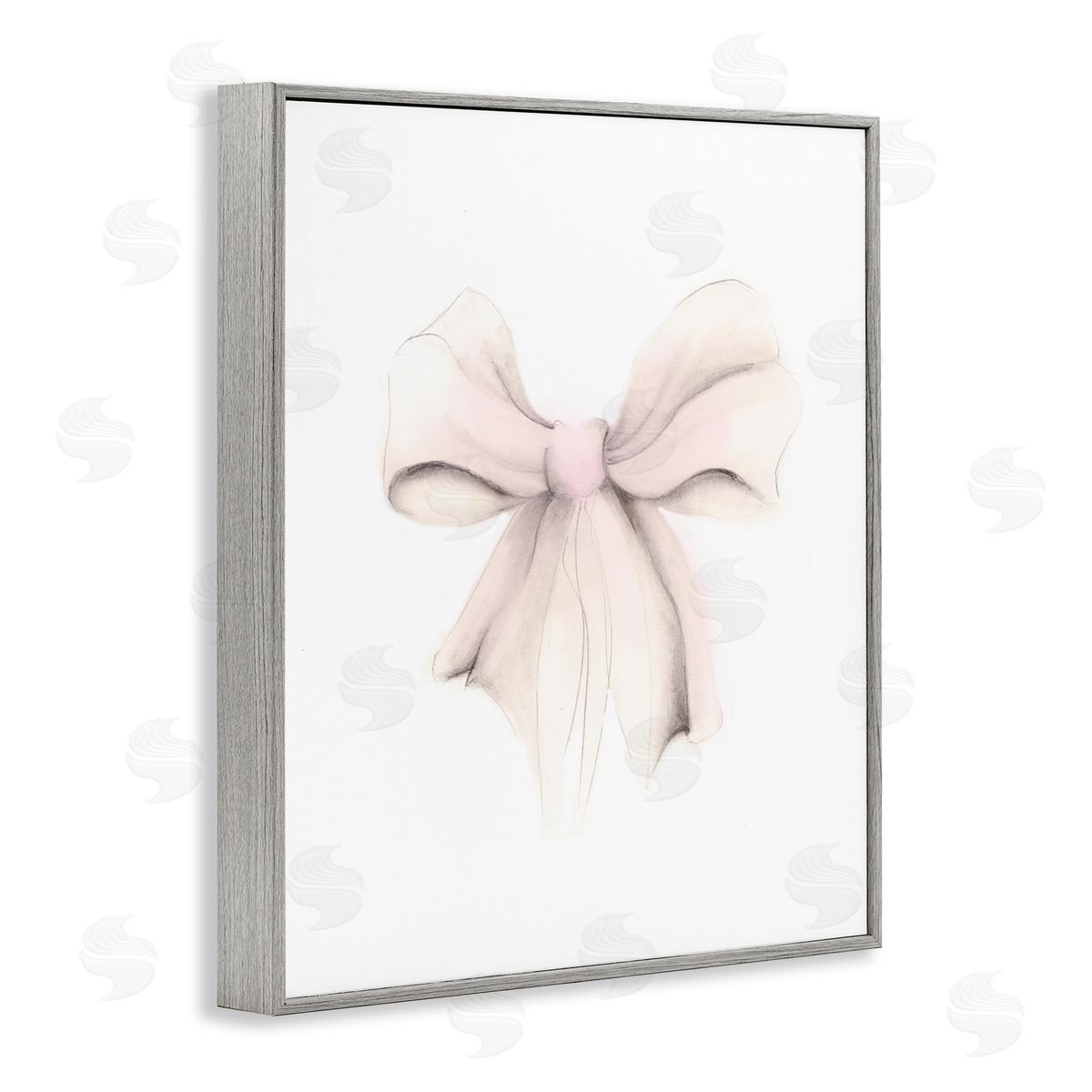 Soft Pale Ribbon Grey Frame Print Wall Art, Home Decor by Studio Q