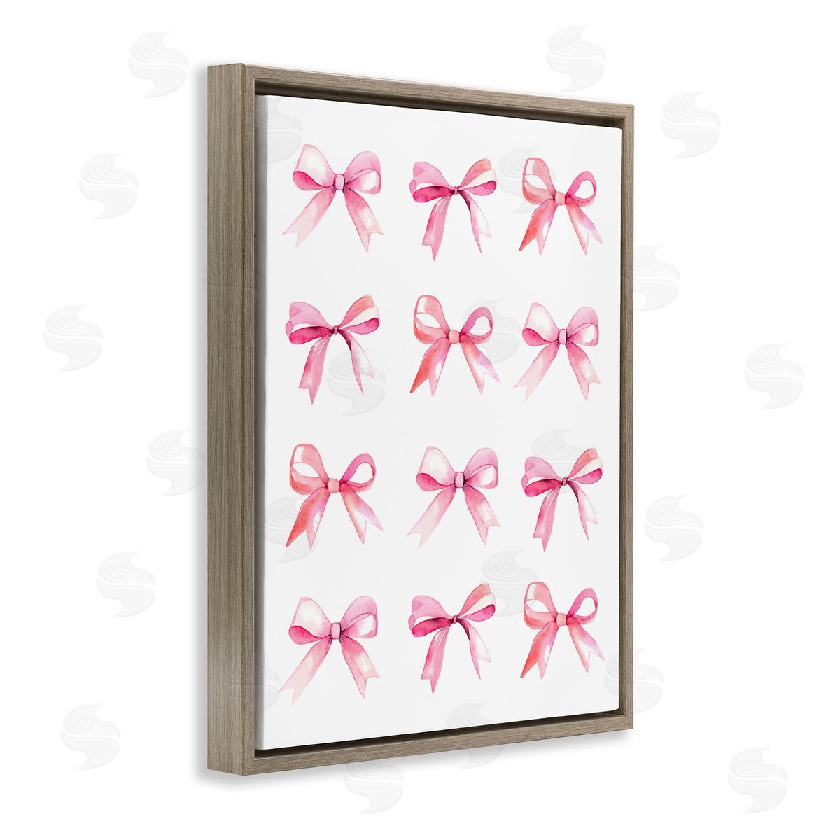 Pink Bows Rows Brown Floating Frame Canvas Wall Art, Home Decor by Stupell Studio