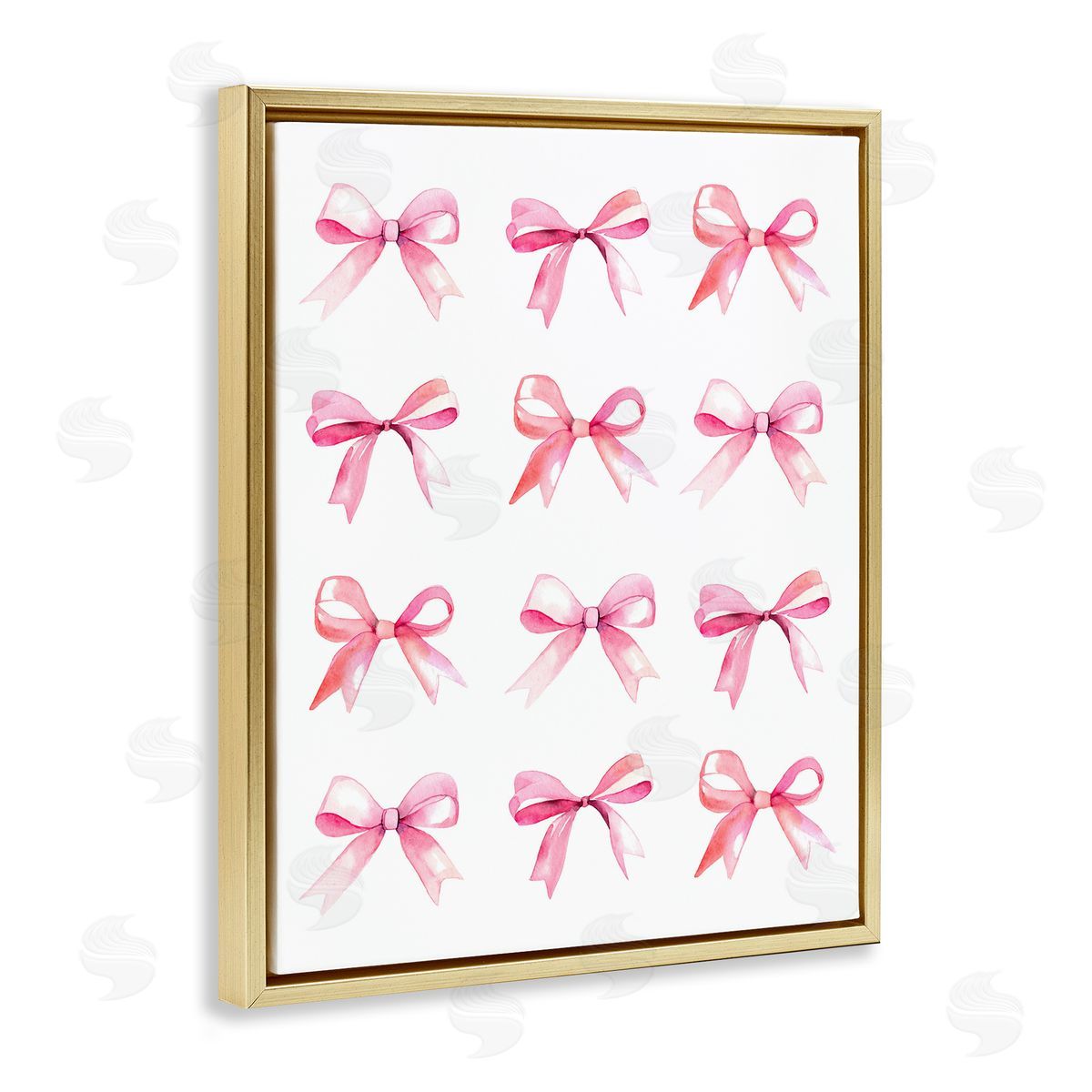 Pink Bows Rows Gold Floating Frame Canvas Wall Art, Home Decor by Stupell Studio