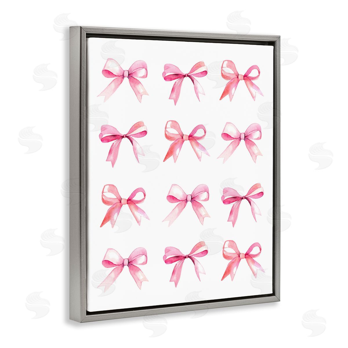 Pink Bows Rows Grey Floating Frame Canvas Wall Art, Home Decor by Stupell Studio