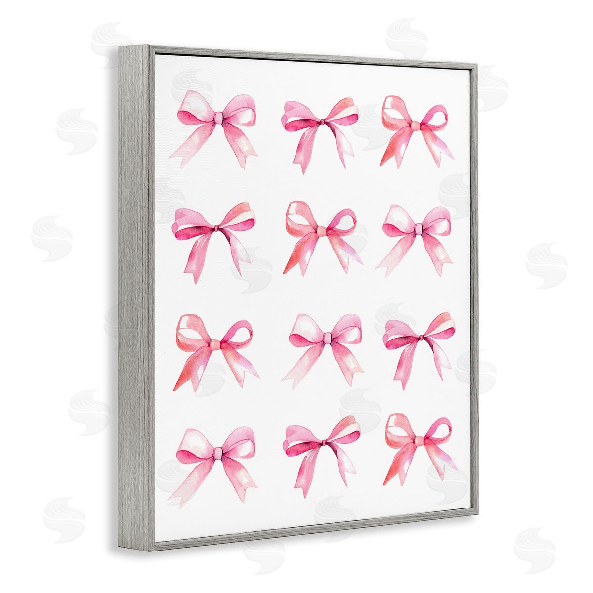 Pink Bows Rows Grey Frame Print Wall Art, Home Decor by Stupell Studio