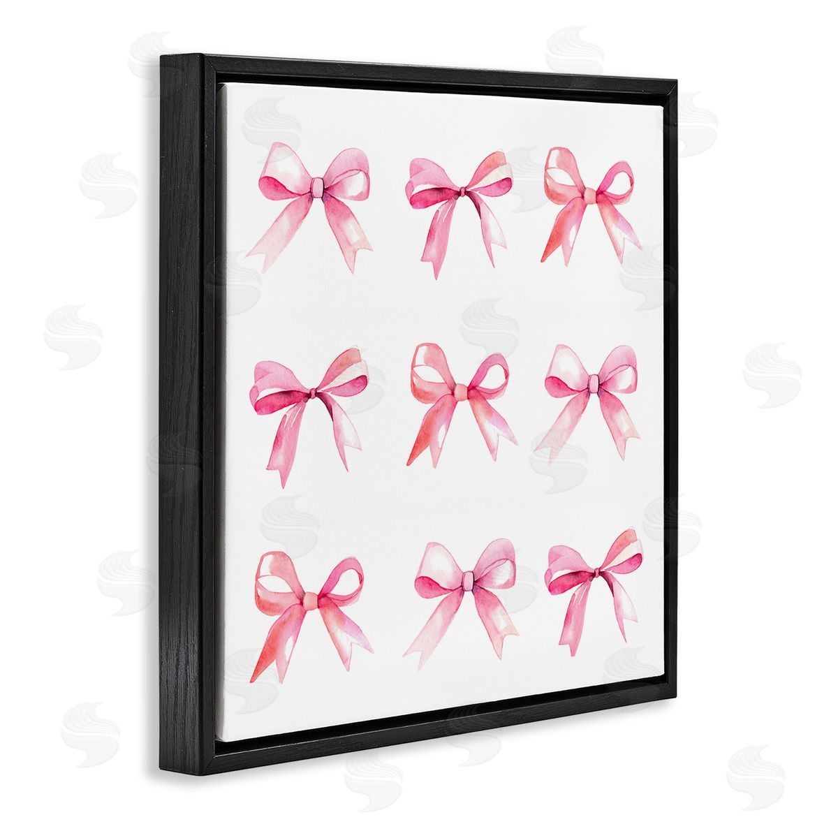 Pink Bow Pattern Black Floating Frame Canvas Wall Art, Home Decor by Stupell Studio
