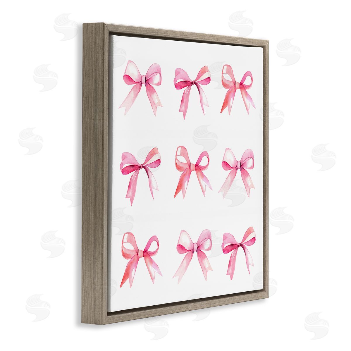 Pink Bow Pattern Brown Floating Frame Canvas Wall Art, Home Decor by Stupell Studio