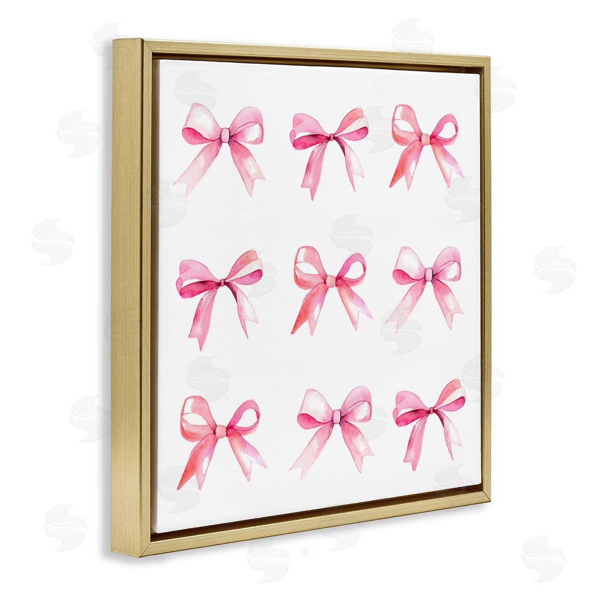 Pink Bow Pattern Gold Floating Frame Canvas Wall Art, Home Decor by Stupell Studio