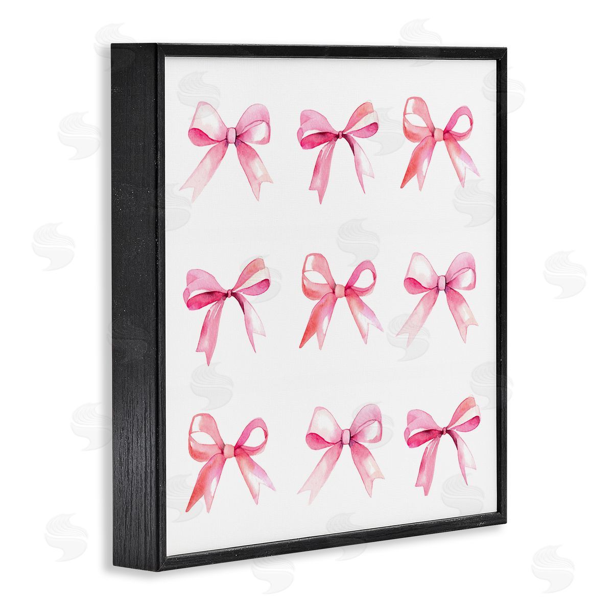 Pink Bow Pattern Black Frame Print Wall Art, Home Decor by Stupell Studio