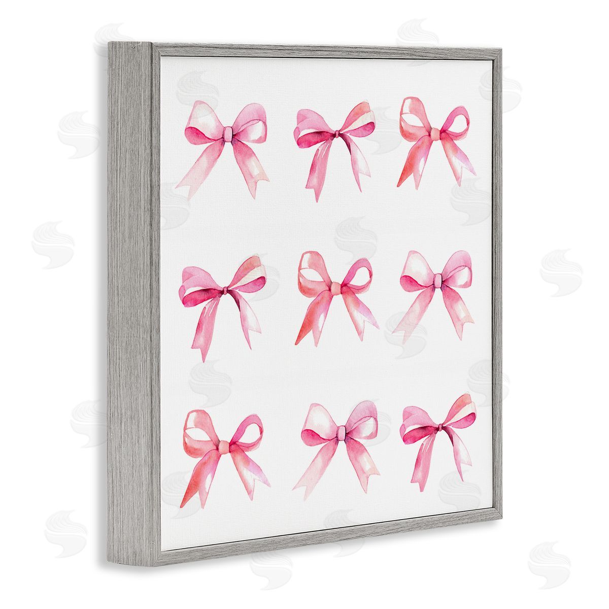 Pink Bow Pattern Grey Frame Print Wall Art, Home Decor by Stupell Studio