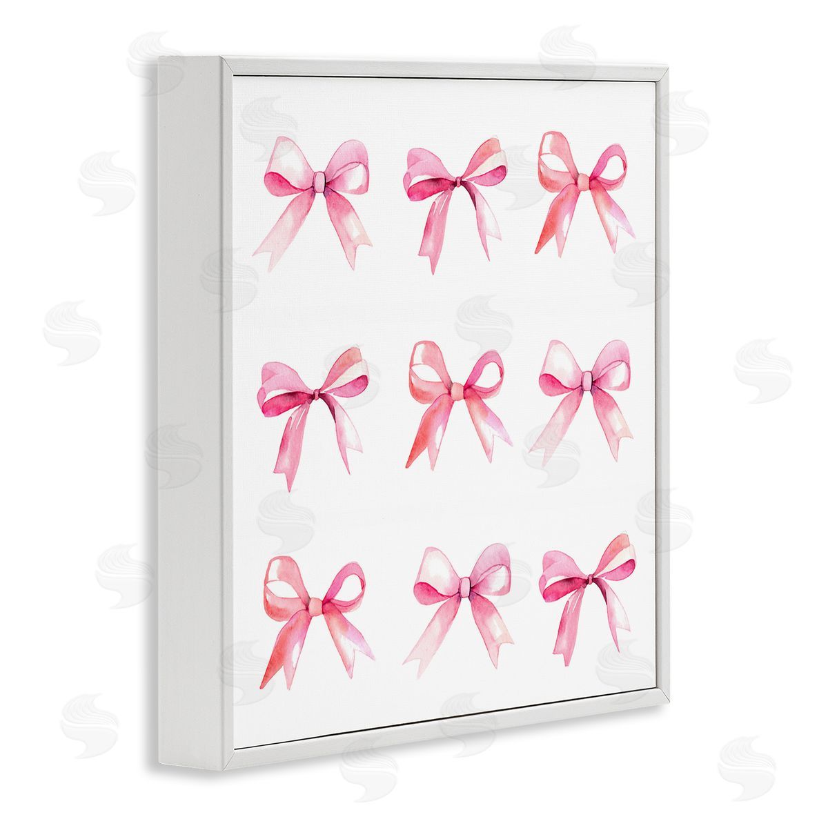 Pink Bow Pattern White Frame Print Wall Art, Home Decor by Stupell Studio