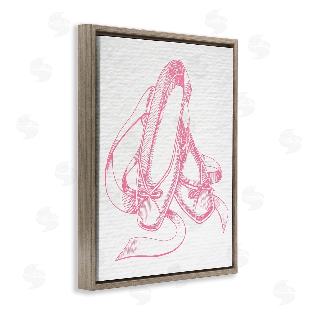 Pink Ballet Slippers Brown Floating Frame Canvas Wall Art, Home Decor by Stupell Studio