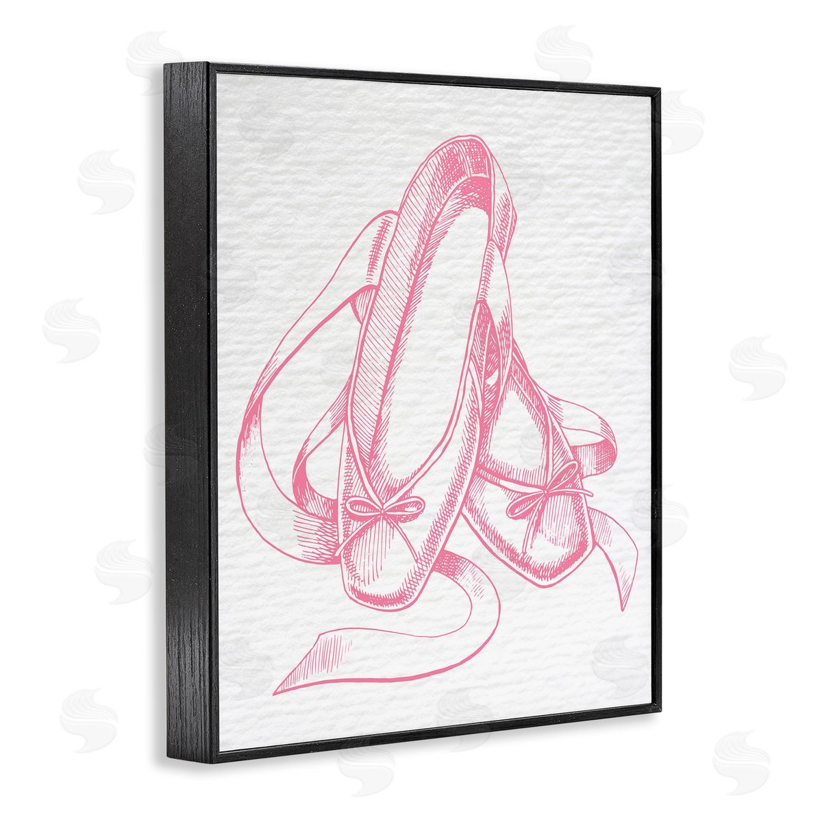 Pink Ballet Slippers Black Frame Print Wall Art, Home Decor by Stupell Studio