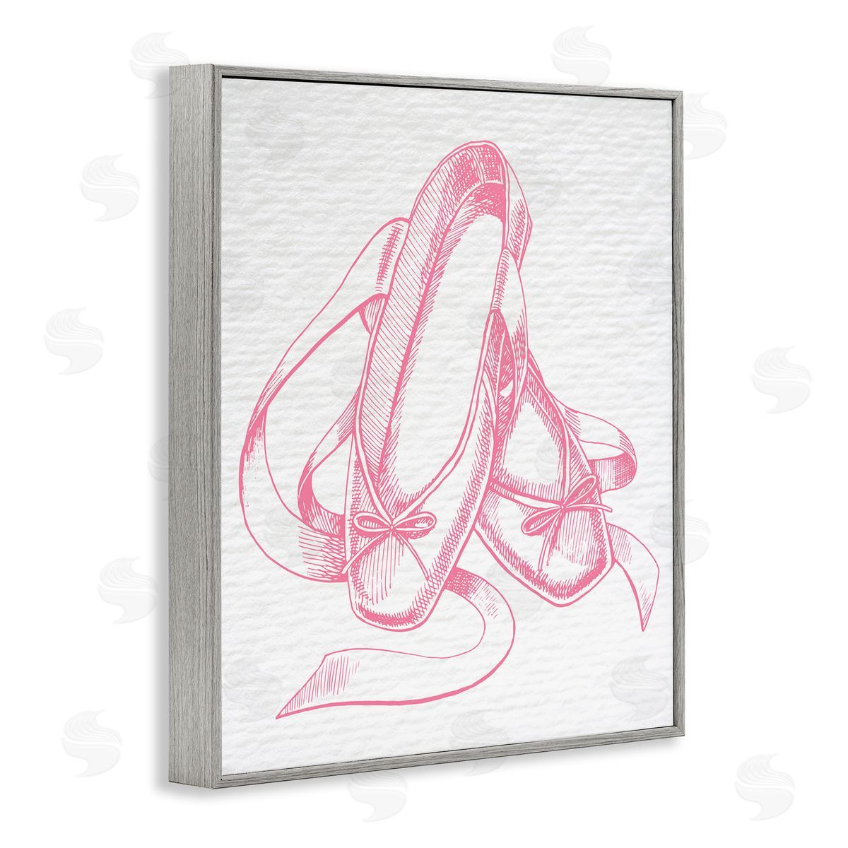 Pink Ballet Slippers Grey Frame Print Wall Art, Home Decor by Stupell Studio