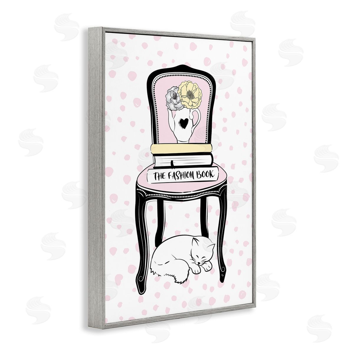 Fashion Book on Chair Grey Frame Print Wall Art, Home Decor by Martina Pavlova