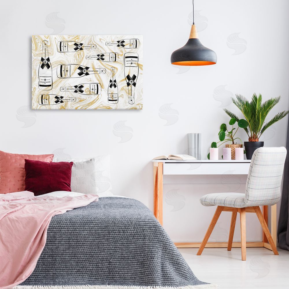 Martina Pavlova Gold Streaked Champagne Canvas Wall Art Print in Room