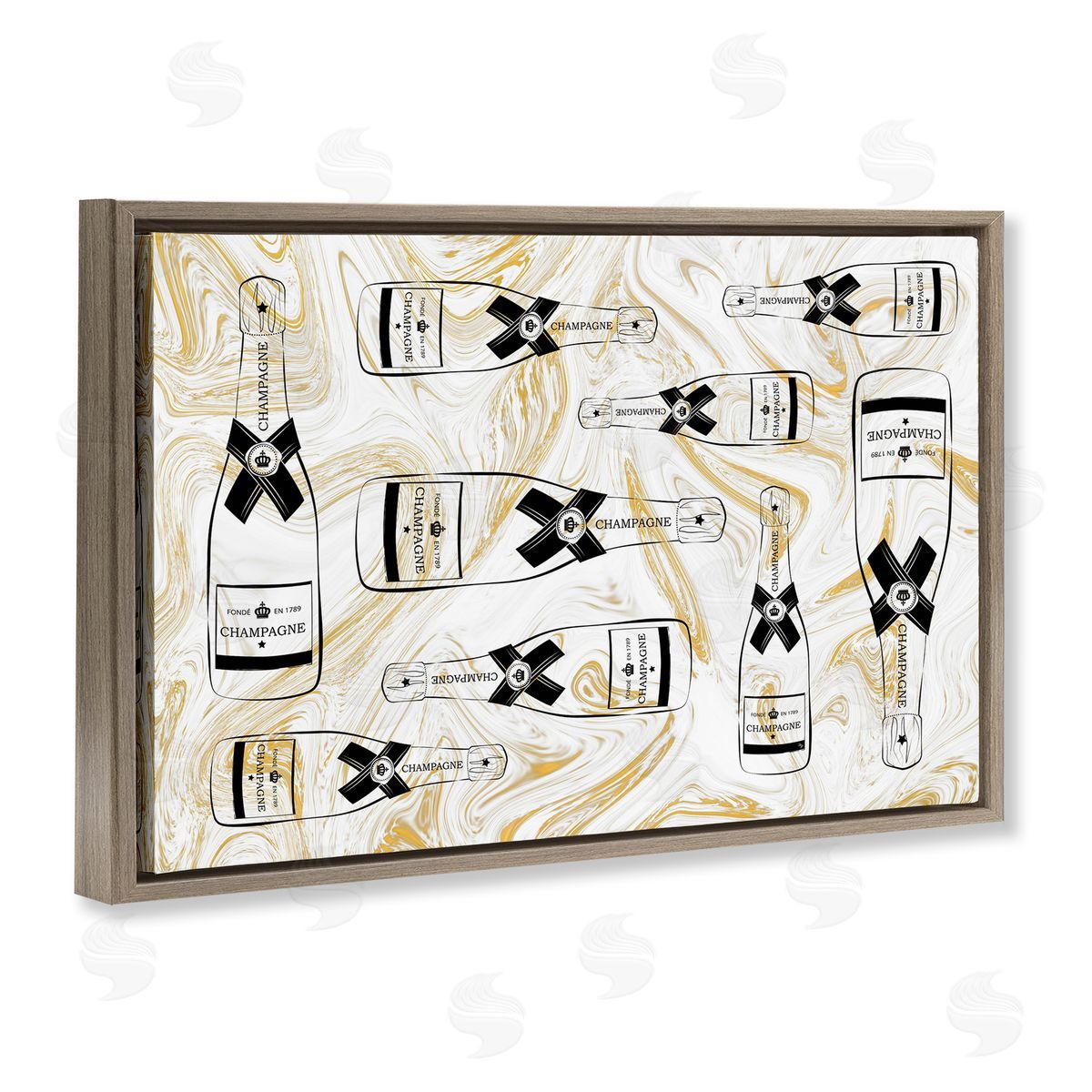 Martina Pavlova Gold Streaked Champagne Brown Floating Frame Canvas Wall Art Print